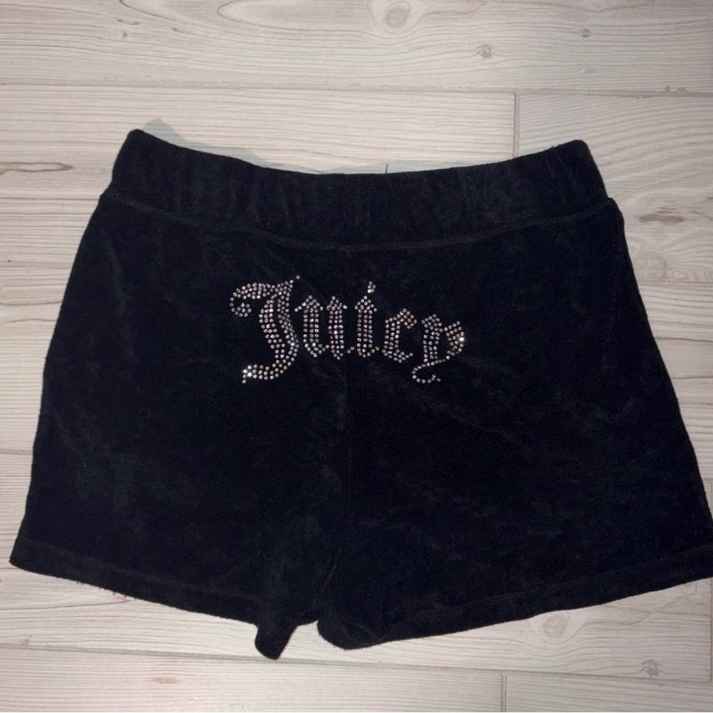 Juicy Couture Black Velour Rhinestone Shorts